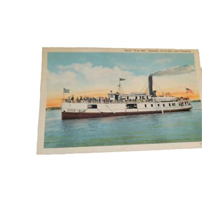 1941 Ferry Erie Isle Between Put-In-Bay And Catawba Ohio OH Posted Boat Postcard