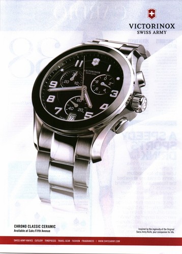 2012 PRINT AD - VICTORINOX SWISS ARMY WATCH AD -CHRONO CLASSIC CERAMIC WATCH AD - 第 1/1 張圖片