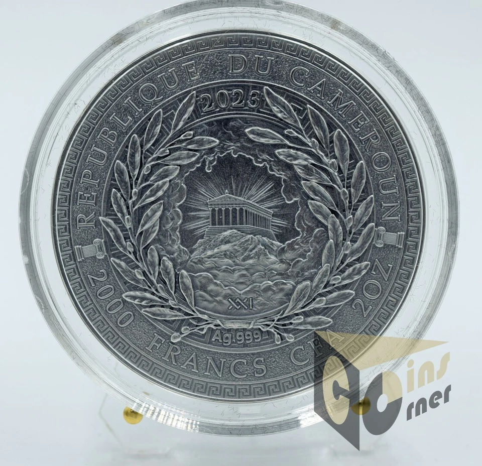 Cameroon 2023 Achilles - Great Greek Mythology Series 2 Oz Silver Antiqued - Image 2 of 4