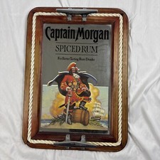 Captain Morgan Spiced Rum Rope Ship Boat Mirror Sign Nautical Pirate Bar 21"x15"