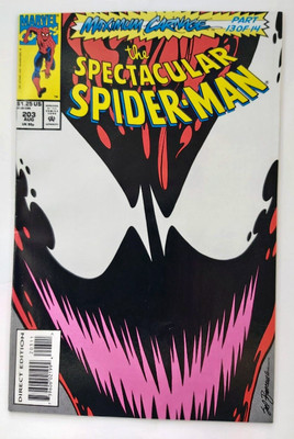 The Spectacular Spider-Man # 203 Marvel Comics MAXIMUM CARNAGE (1993) Key Issue.