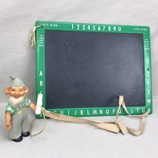 SLATE-KING Vintage Children's Chalkboard Green Plastic Frame White Crayon Side