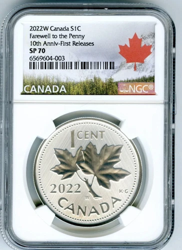 2022 W 1C CANADA 1 OZ SILVER NGC SP70 FAREWELL TO THE PENNY MAPLE LEAF CENT FR
