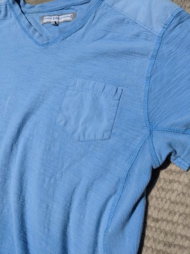 P D & C Lightweight Ribbed w/ Pocket V Neck Designer Style T-Shirt- M - Picture 3 of 8