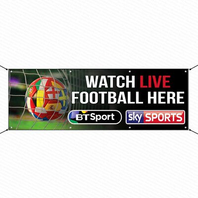 Sky Sports Fußball Banner Live Here Outdoor ansehen PVC Vinyl Schild Pub 6 Fuß x 2 Fuß