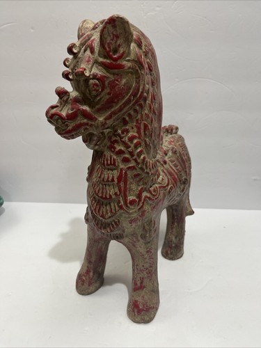 Antique Asian Bali Red Ceramic Sumatran Horse Temple Sculpture equestrian Statue - Picture 3 of 11