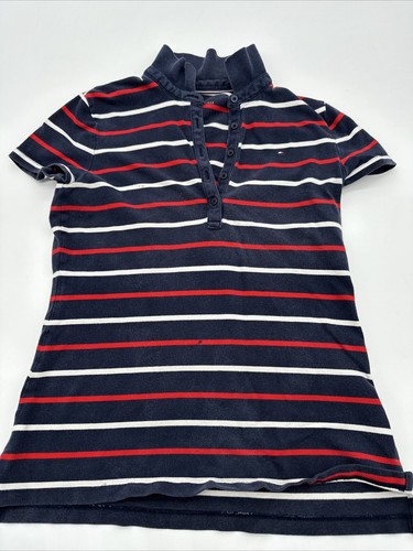 Tommy Hilfiger Polo Shirt Women Small Striped Multicolor Embroidered Logo…#8136 - 第 1/9 張圖片