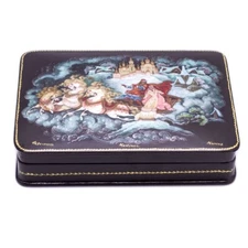Russian Troika Horse Fedoskino Lacquer Box Keepsake Trinket Box Jewelry Box 6x4