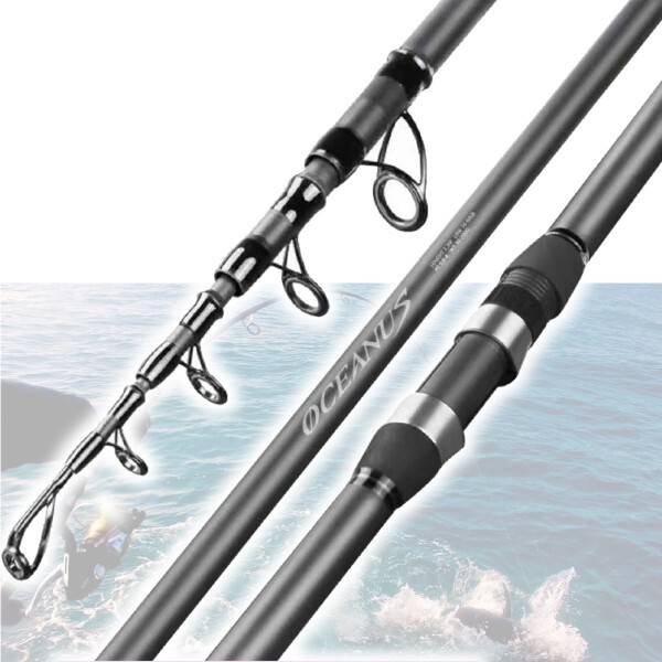Canna Da Pesca Telescopica Ultra Leggera In Fibra 4,5 Mt Mare Spinning Lago