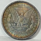 1889 MORGAN SILVER DOLLAR AU-UNC RAINBOW TONED OBVERSE & REVERSE--FREE SHIP
