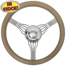 BANJO-TNV - Banjo Steering Wheel, Adapter & V8 Horn Button in Tan Leather