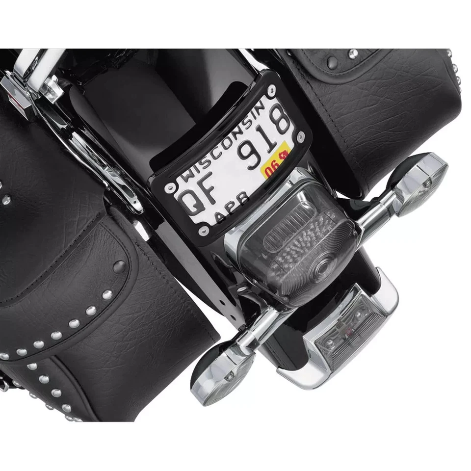 Marco de matrícula curvo Kuryakyn 3148 negro Harley XL/Dyna/Softail Foto 4 de 4