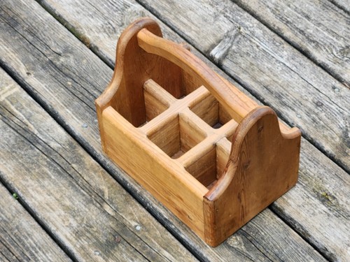 Wood Toolbox Caddy Tray Tote Carrier 6 Section Arts Crafts Garden Vintage 10x7x9 - Picture 19 of 24