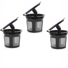 3 Black K-Cup Reusable Refillable Replacement Coffee Filter Holder for Keurig