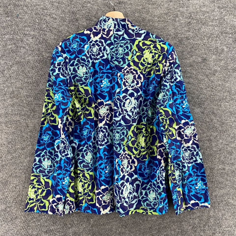 Camisa Vera Bradley Mujer S Pequeña Azul Floral Abotonada Manga Larga Cuello Redondo Foto 2 de 4