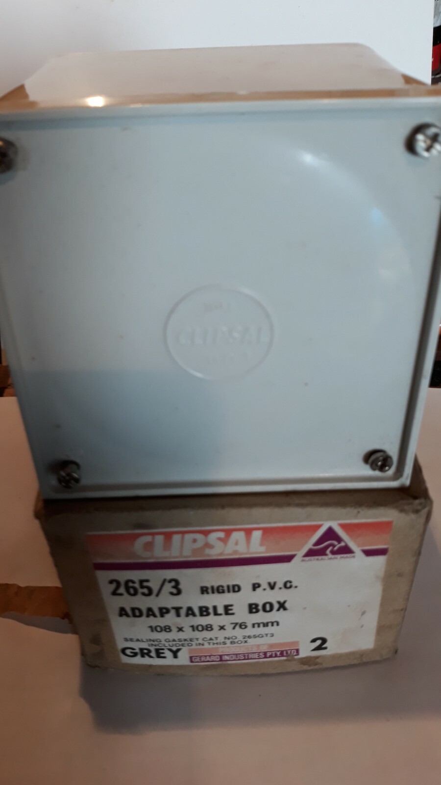 2 x Clipsal 265/3 IP56 PVC ADAPTABLE BOX Surface Mounted,Grey ...