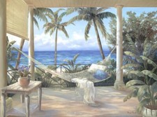 Ceramic Backsplash Tile Mural Beach Scene Seaside Ocean - Tropical Porch II