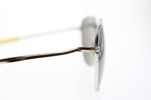 VTG American Optical AO 5 1/2 Silver Aviator Sunglasses Glass Lenses *FLAWED* - Picture 6 of 12