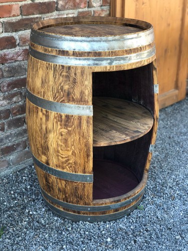 Weinfass Bar mit schmaler Öffnung und Einlegeboden, rustikal - Bild 1 von 4