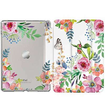 Coopts - Custodia per iPad 10.2 con portapenne, iPad 7a generazione 2019, 10.5, iPad Air 3 cover 2019/iPad Pro 10.5 Sleeve 2017, carino cartone animato stand Smart Auto Sleep/Wake Folio 03-Red Rose