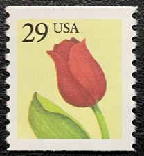 Scott #2526 1992 - 29¢ - Tulipán - Sello único - Bobina Perf 10 - Como nuevo casi nuevo