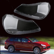 Pair Headlight Lens Cover Clear Shell Plastic For Porsche Cayenne 2008 2009 2010