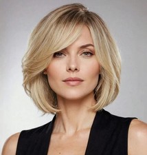 Blonde Synthetic Wigs Short Bob Straight Natural Full Hair Wigs Women