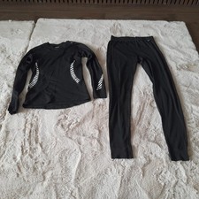 Conjunto de parte superior e inferior de capa base para mujer Helly Hansen, talla 10-12, negro, elástico