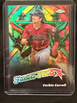 Corbin Carroll 2025 Topps Chrome Logofractor Future Stars Green Refractor #52/99
