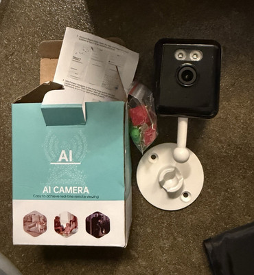 AI Camera 1080p IP/Network Outdoor Wired Wi-Fi Google Home Spotlight Black/White