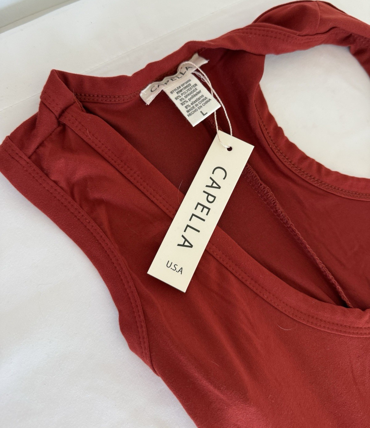 Capella Red Sleeveless Scoop Neck Jumpsuit Women's Size L Straight Leg