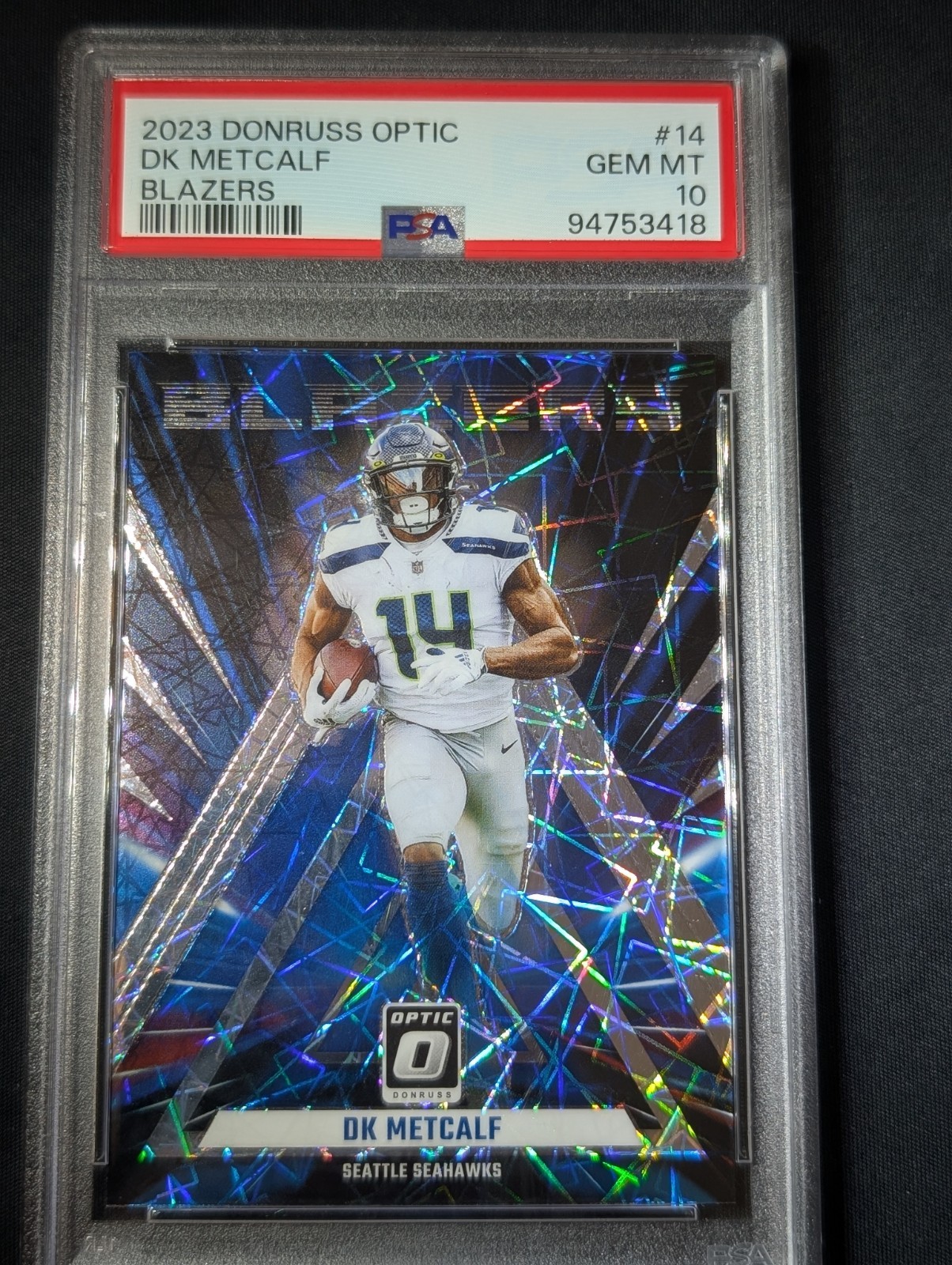 2023 Optic Blazers DK Metcalf Seahawks Case Hit PSA 10