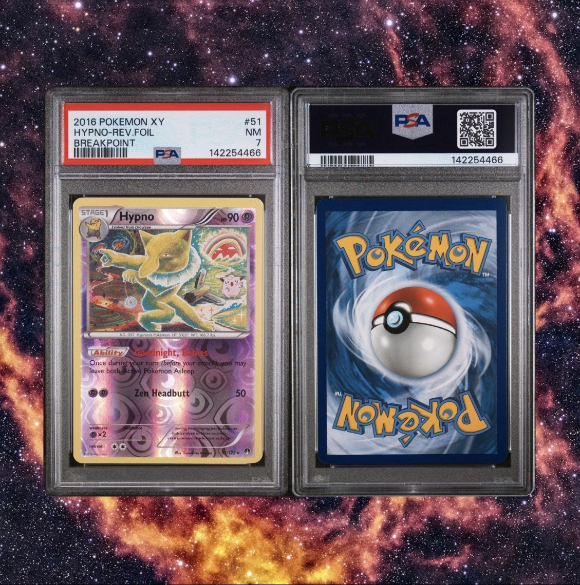 POP 3 XY BREAKPOINT #51 HYPNO REVERSE HOLO FOIL PSA 7 TOMOKAZU KOMIYA