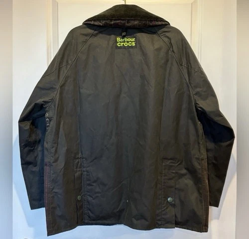 Barbour x Crocs Oversized Bedale Waxed Jacket Black Men's Size xxl NEW! image 2