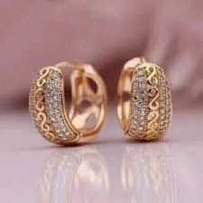 2Ct Round Cut Moissanite Women's Huggie Hoop Earrings In 14k Yellow Gold Plated