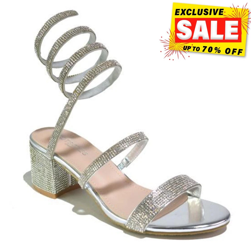 Strictly Neriah Women's Summer Dress Fashion Casual Heel Sandals Silver
