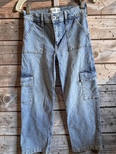 Abercrombie Kids High Rise Wide Leg Jeans Girls 15/16 Short Blue Cargo Utility