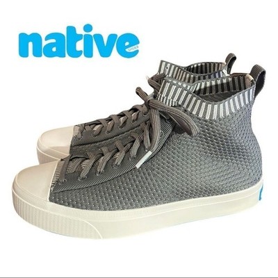 NEW Native ''Jefferson 2.0 High Liteknit Dublin Grey Shell White Sneakers 8 10