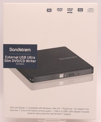 Sandstrom Externer USB Ultra Slim DVD/CD Brenner - SEDVDBK26 (NR)