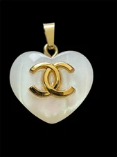 Chanel Zipper Pull Button Charm Iridescent 20mm Heart