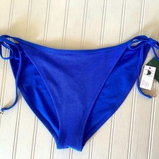 Wild Fable Low Rise High Leg Cheeky Bikini Bottom Women Large Blue Side Ties NWT