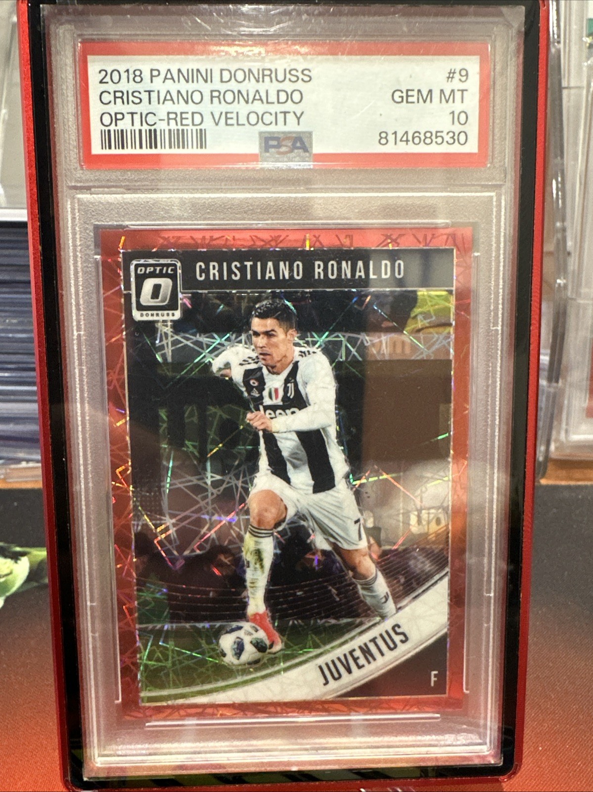 2018 Panini Donruss Optic #9 Cristiano Ronaldo Red Velocity /50 PSA 10 Pop 9