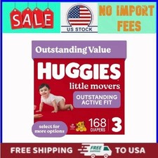 Huggies Little Movers, Extra Absorbent Baby Diapers Size 3, 168 Count