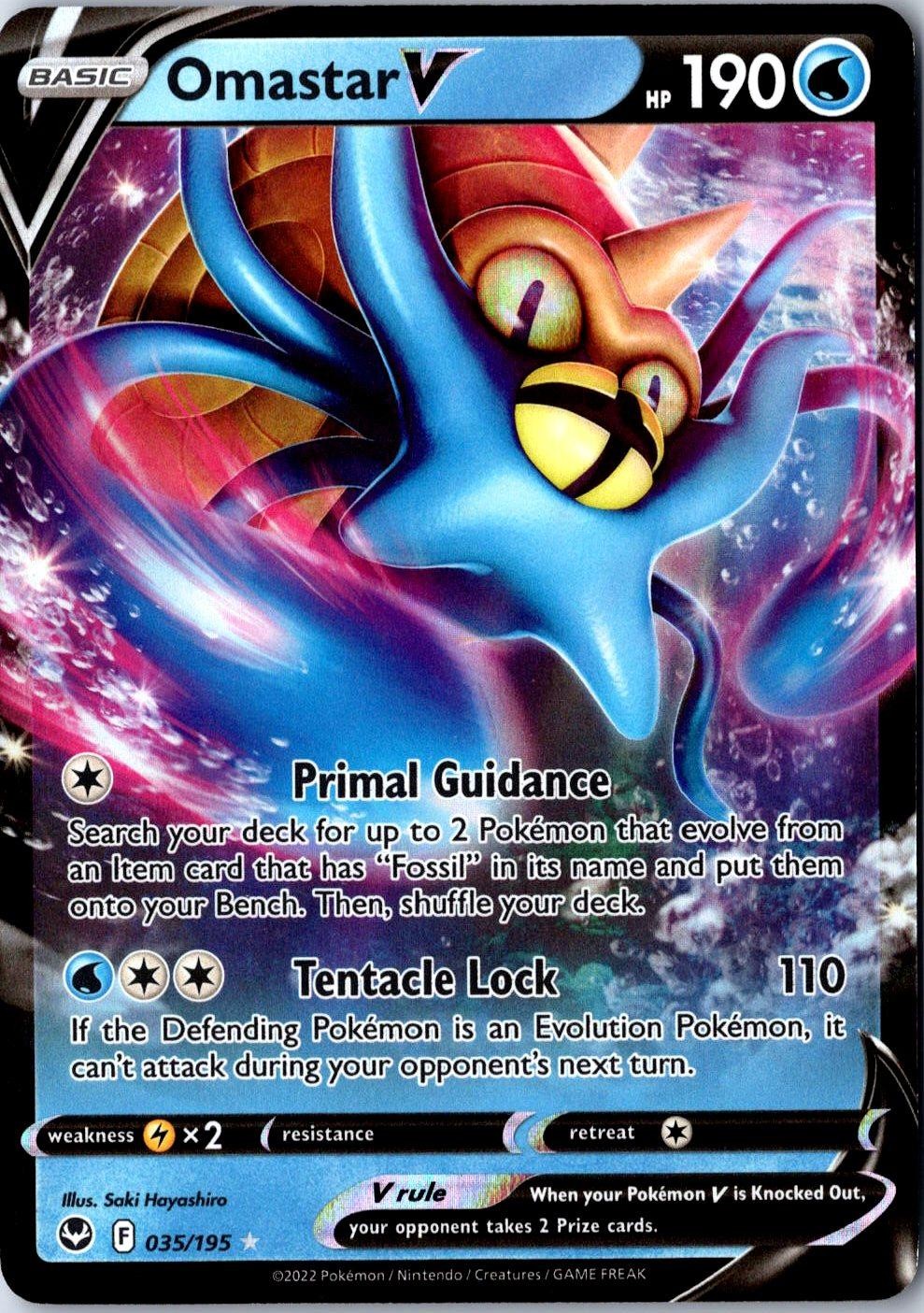 Omastar V 035/195 Silver Tempest Holo Ultra Rare Pokemon Near Mint
