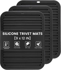 TOPULORS 3 PCS Silicone Trivets for Hot Pots and Pans 9"X12" Heat Resistant Mat 