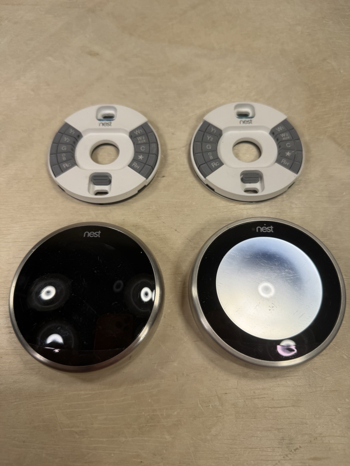 Nest Programmable 3rd Gen Thermostats LOT OF 2 A0013 Stainless Steel w/ Backs