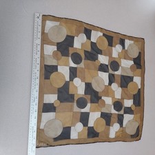 Vintage Vera Neumann scarf Ladybug signature Geometric pattern Brown Cream Black