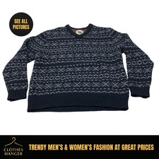 Refectory Sweater Mens Large Black Lambs Wool Fair Isle Nordic Icelandic 7573