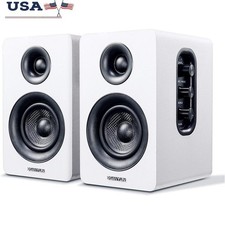 Compact HiFi Bookshelf Speakers 60W Dual Carbon Fiber USB Bluetooth