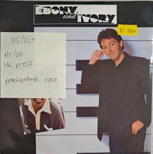 Paul McCartney Ebony And Ivory Vinyl Record 7" VG/VG+ R 6054 1982